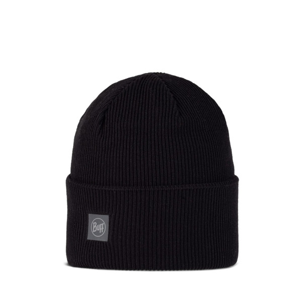 Buff Crossknit Beanie - Solid Black